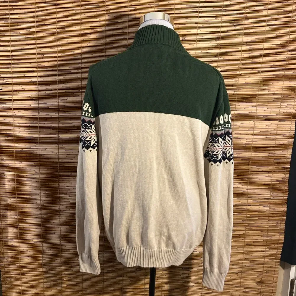 Weatherproof Vintage The Holiday Sweater Mens XL Cotton Nordic 1/4 Zip Pullover